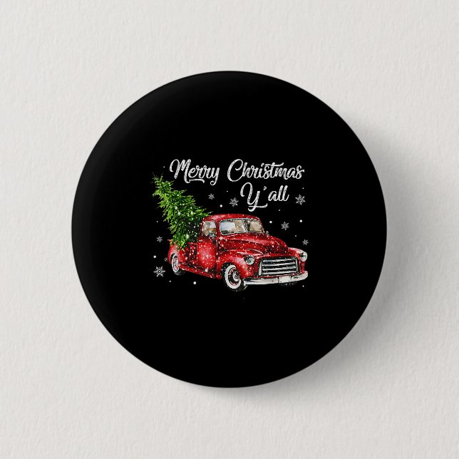 Macaron Rond 5 Cm Red Truck Christmas Funny Merry Christmas Yall Wom (Devant)