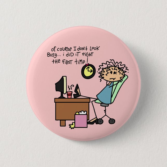 Macaron Rond 5 Cm Redressez la première fois l'humour (Devant)