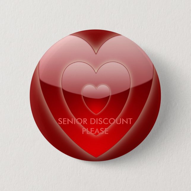 MACARON ROND 5 CM RÉDUCTION POUR LES PERSONNES ÂGÉES - COEUR ROUGE (Devant)