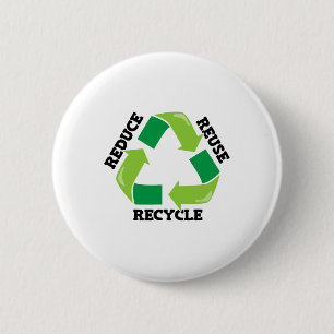 Macaron Rond 5 Cm Réduire la réutilisation Recycle Mère Nature Plaid