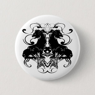 Macaron Rond 5 Cm Réélaboration de lions vintage avec des volutes