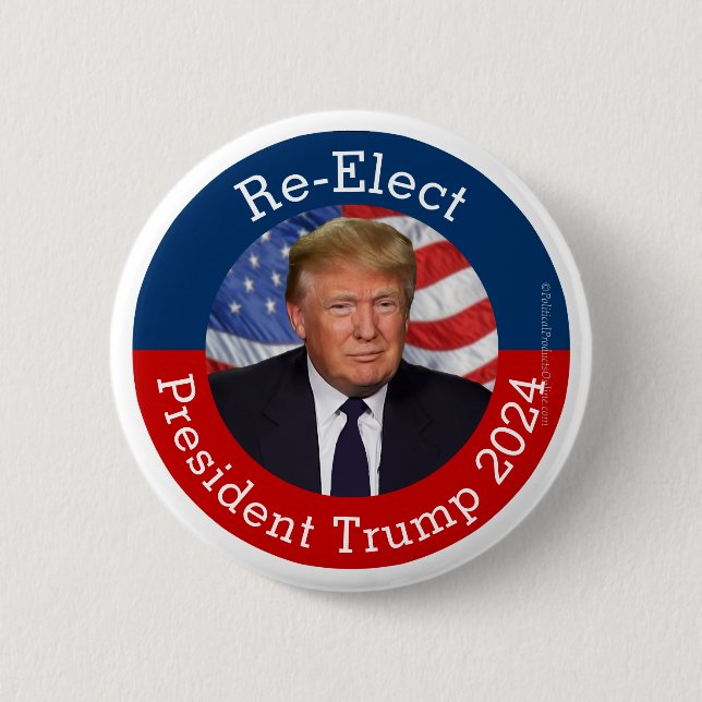 Macaron Rond 5 Cm Réélire le président Donald Trump 2024 pro-Trump (Devant)