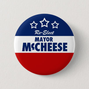 Macaron Rond 5 Cm Réélisez le bouton de fromage de campagne de maire