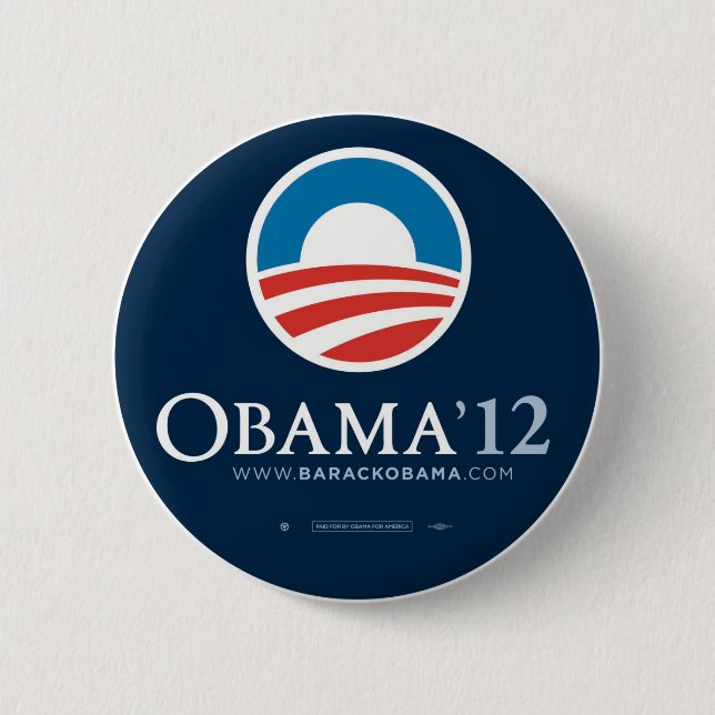 Macaron Rond 5 Cm Réélisez le Président Barack Obama 2012 (Devant)