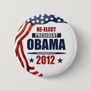 Macaron Rond 5 Cm Réélisez le Président Obama 2012