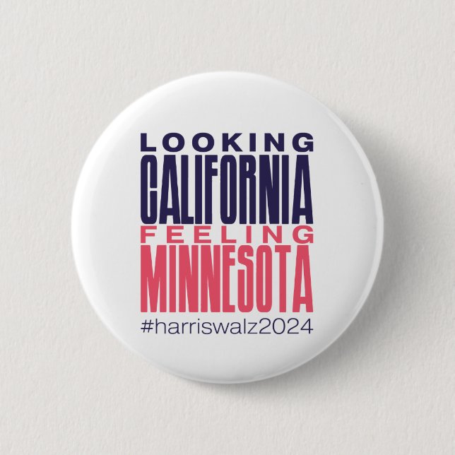 Macaron Rond 5 Cm Regard Californie Feing Minnesota Button (Devant)