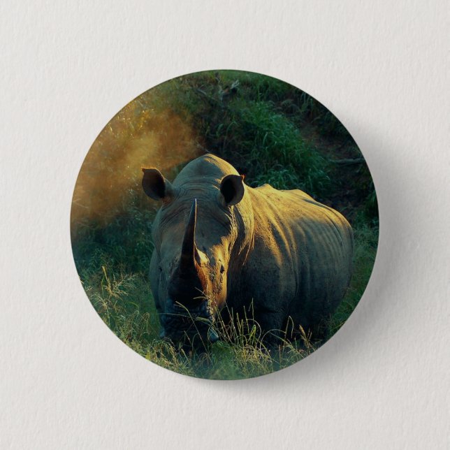 Macaron Rond 5 Cm Regard fixe de rhinocéros (Devant)