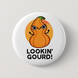 Macaron Rond 5 Cm Regard Gourd Funny Girl Veggie Pun