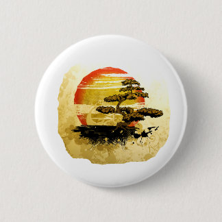 Macaron Rond 5 Cm Regard grunge graphique de bonsaïs vintages avec