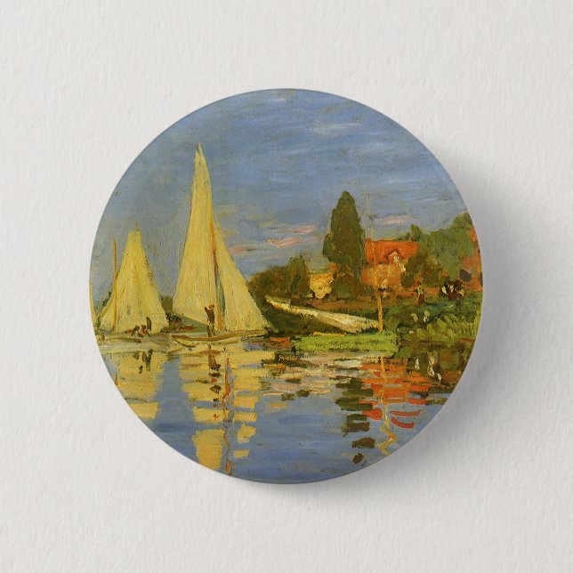 Macaron Rond 5 Cm Regatta à Argenteuil par Claude Monet (Devant)