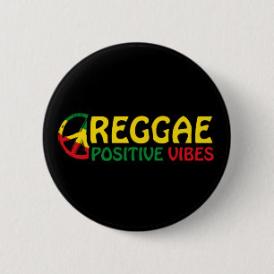 Macaron Rond 5 Cm Reggae Musique avec des vibes positives et drapeau