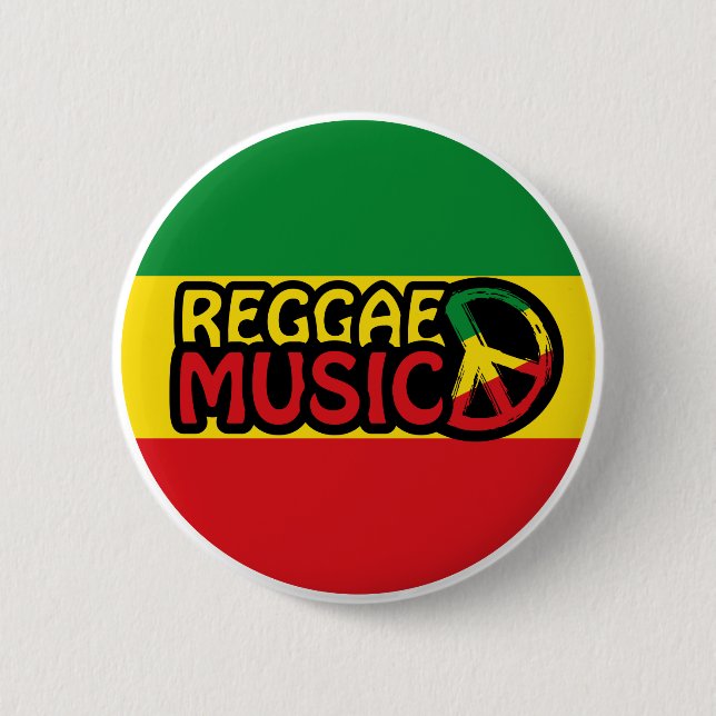 Macaron Rond 5 Cm Reggae Musique, reggae art avec symbole de paix (Devant)