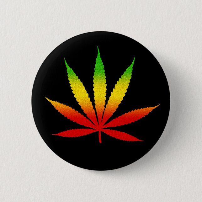 Macaron Rond 5 Cm Reggae Rasta Feuilles Jamaïcaine Jamaïcaine Bouton (Devant)