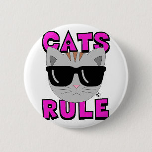 Macaron Rond 5 Cm RÈGLE CATS Amoureux des chats d'origine