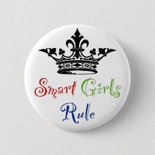 Macaron Rond 5 Cm Règle futée de filles… avec la couronne
