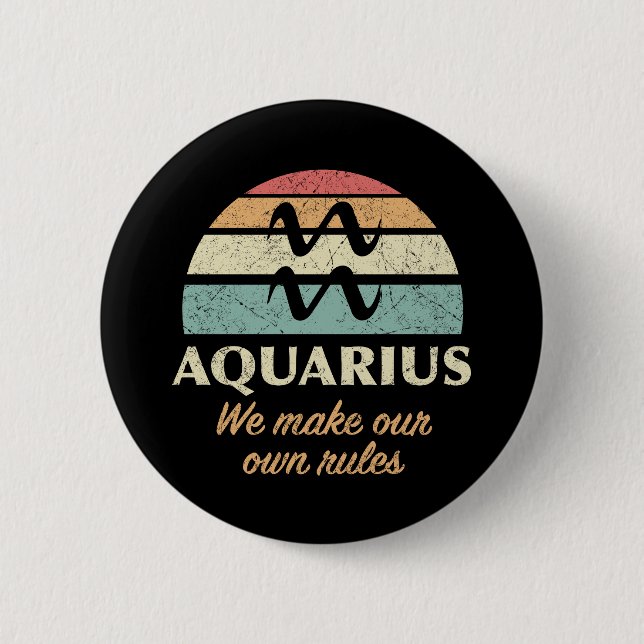 Macaron Rond 5 Cm Règles amusantes de Zodiac Aquarius (Devant)