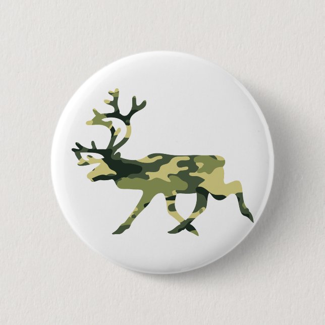 Macaron Rond 5 Cm Reindeer / Caribou Woodland Camouflage / Camo (Devant)
