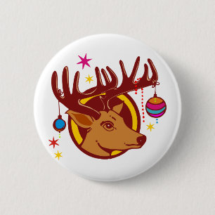 Macaron Rond 5 Cm Reindeer / Deer / Noël + votre texte & backgr.