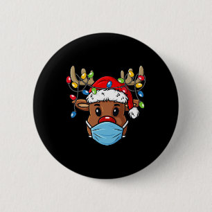 Macaron Rond 5 Cm Reindeer Joyeux Noël Fun Noël
