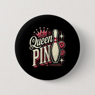 Macaron Rond 5 Cm Reine Chemise Pin Bowling Ligue Pour Bowling