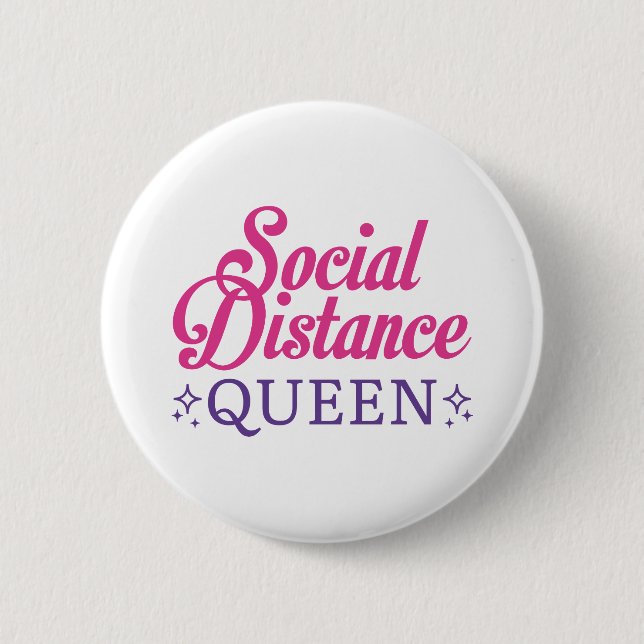 Macaron Rond 5 Cm Reine de distance sociale (Devant)