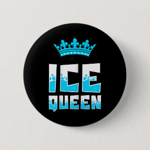 Macaron Rond 5 Cm Reine de glace Graphique Pêche sur glace Pêcheur C