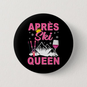Macaron Rond 5 Cm Reine de l'après-ski Ski Sports d'hiver Fête de sk