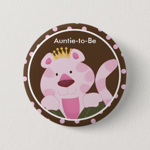 Macaron Rond 5 Cm REINE du bouton de baby shower de JUNGLE