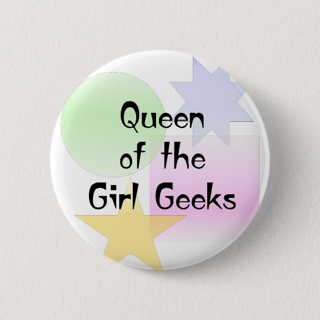 Macaron Rond 5 Cm Reine du geeks de fille (Devant)