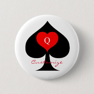 Macaron Rond 5 Cm Reine noire des pique Coeur rouge Thunder_Cove