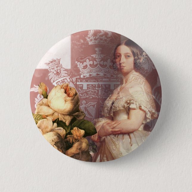 Macaron Rond 5 Cm Reine vintage Victoria (Devant)