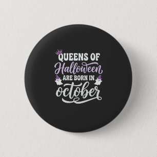 Macaron Rond 5 Cm Reines d'Halloween nées en octobre Anniversaire