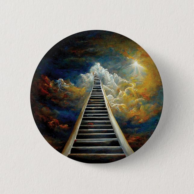 Macaron Rond 5 Cm Religion et Afterlife Painting Stairway (Devant)