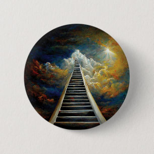 Macaron Rond 5 Cm Religion et Afterlife Painting Stairway