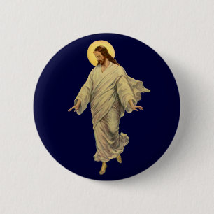 Macaron Rond 5 Cm Religion vintage, Jésus Christ marche sur l'eau