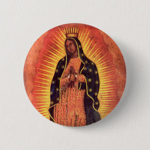 Macaron Rond 5 Cm Religion vintage Vierge Marie Notre-Dame de Guadal