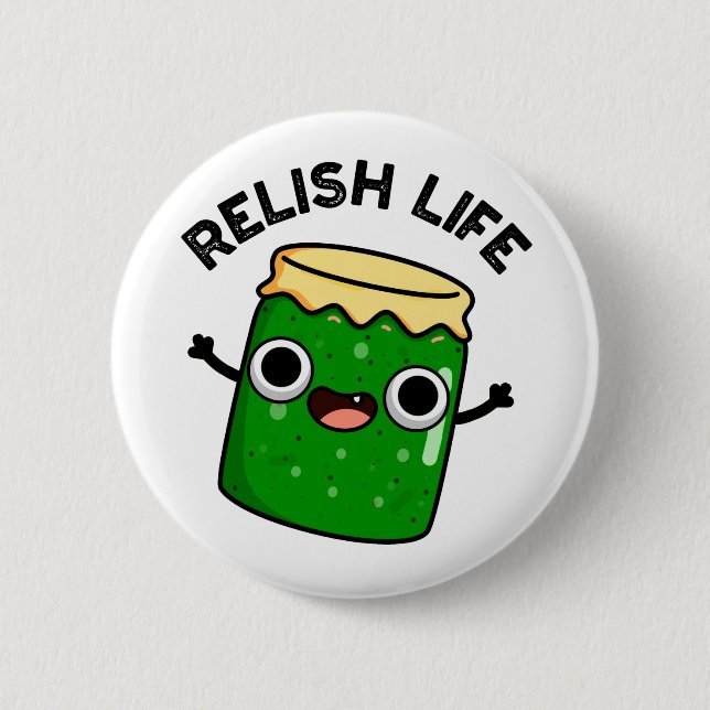 Macaron Rond 5 Cm Relish Life Funky Food Pun (Devant)