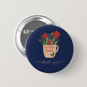 Macaron Rond 5 Cm Remerciement à un collègue pour des poinsettias de