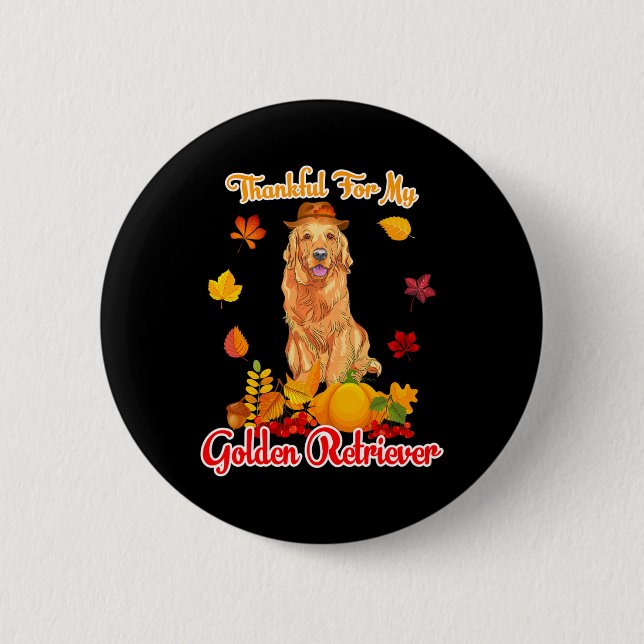 Macaron Rond 5 Cm Remerciements Pour Mon Golden Retriever Thanksgivi (Devant)