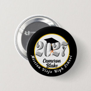 Macaron Rond 5 Cm Remise des diplômes de la promotion 2027 Silver