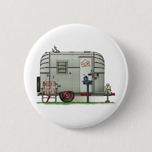 Macaron Rond 5 Cm Remorque de campeur d'Avion