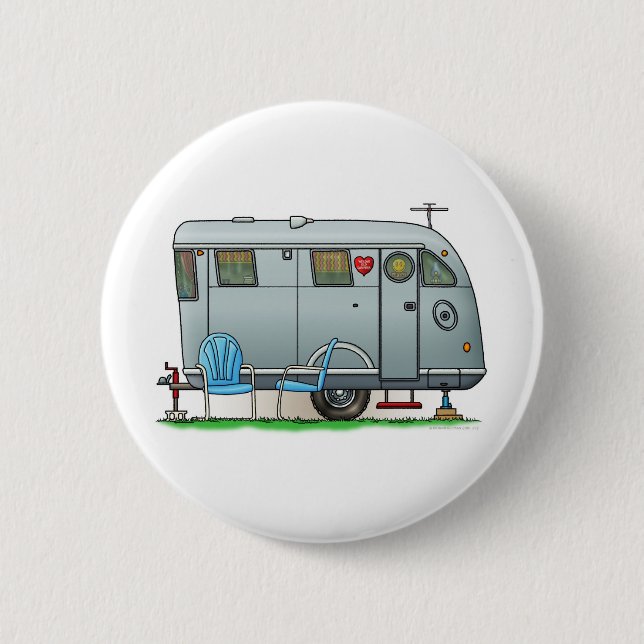 Macaron Rond 5 Cm Remorque de campeur spartiate rv (Devant)