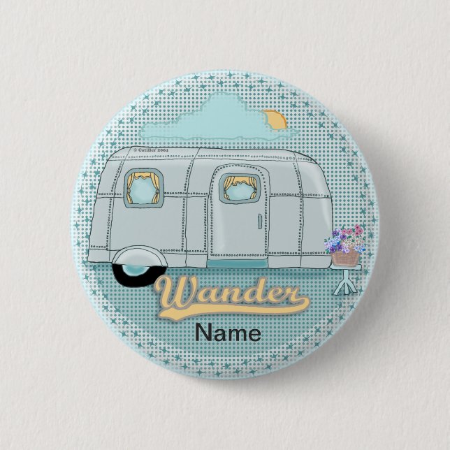 Macaron Rond 5 Cm Remorque de camping  (Devant)
