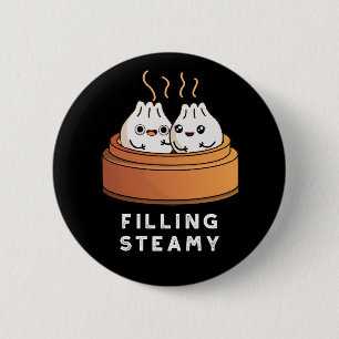 Macaron Rond 5 Cm Remplissage Steamy Funny Dimsum Bao Pun Dark BG