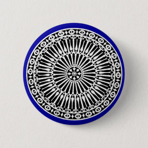Macaron Rond 5 Cm RENAISSANCE Bleu Bleu Noir Décor Architectural