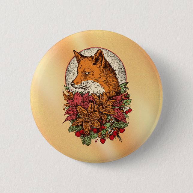 Macaron Rond 5 Cm Renard (Devant)