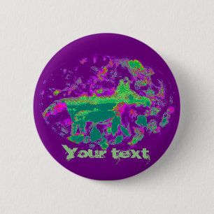 Macaron Rond 5 Cm Renard animal Abstrait pourpre