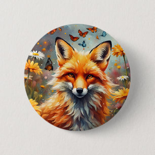 Macaron Rond 5 Cm Renard dans la prairie