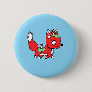 Macaron Rond 5 Cm Renard de champignon mignon et effrayant
