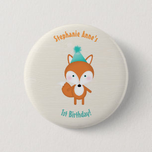 Macaron Rond 5 Cm Renard des Bois avec Ballons